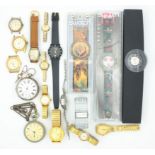 Collection of wristwatches including Bulova, MuDu, Vernon, Swatch etc,