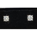 Pair of brilliant cut diamond 18ct white gold stud ear-rings stamped 750 approx 0.