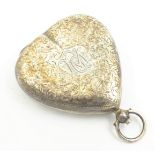 Edwardian silver heart shaped triple sovereign case,