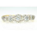 Gold five stone diamond illusion set ring stamped 18ct PLAT Condition Report Ring