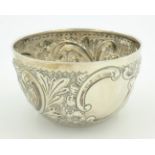 Edwardian embossed silver bowl by Thomas Hayes Birmingham 1905 diameter 11.
