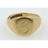 9ct gold signet ring approx 4gm Condition Report <a href='//www.davidduggleby.