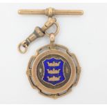 9ct rose gold and enamel medallion 'East Hull Model Yacht Club' medallion presented to P.