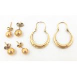Three pairs 9ct gold ear-rings approx 4.2gm Condition Report <a href='//www.
