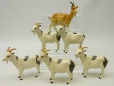 Five Beswick goats, one no.