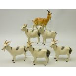 Five Beswick goats, one no.