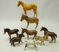 Eight Beswick animals; Palomino horse no.