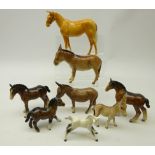 Eight Beswick animals; Palomino horse no.