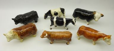 Three porcelain models of cows 'Country Life' by Leonardo and four other bulls (7)