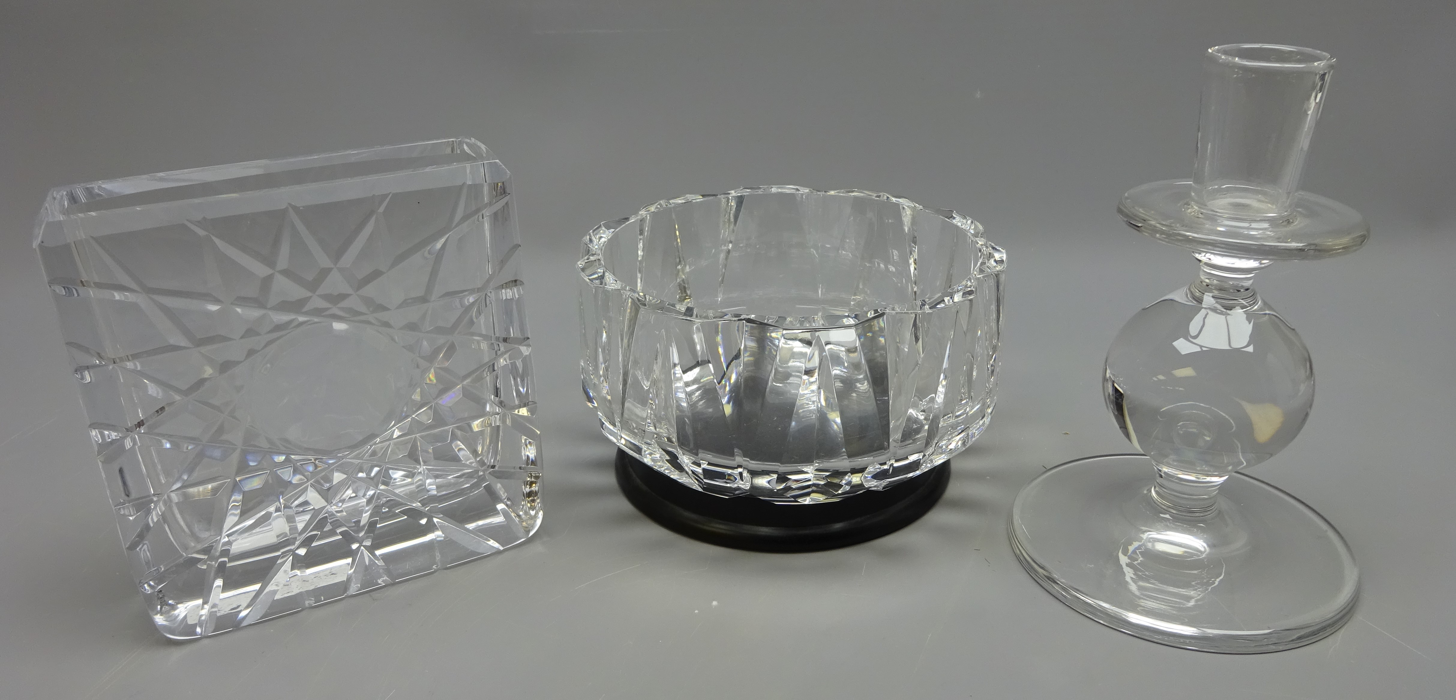 Mid 20th century clear crystal glass vase by Bengt Edenfalk for Skruf with pin wheel star motif,