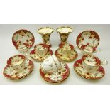 Set of eight early 19th century porcelain tea cups and saucers,