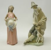 Lladro figure of an old man with dog,