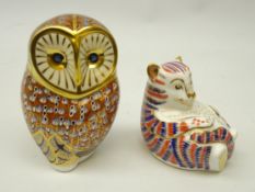 Royal Crown Derby barn owl paperweight, gold stopper,