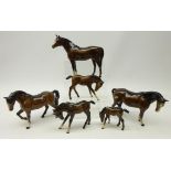 Three Beswick Bay horses and three foals (6) Condition Report Bay horse -