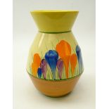 1930's Clarice Cliff Bizarre 'Crocus' pattern vase, shape no.