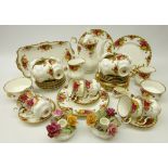 Royal Albert 'Old Country Roses' coffee set for six, eight tea cups and saucers, four tea plates,