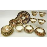 Set of six Royal Crown Derby Imari pattern cups and saucers, five tea plates & sugar bowl no.