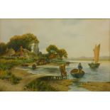 Village River Scene,