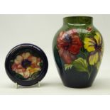 Mid 20th century Moorcroft Hibiscus pattern vase, impressed marks to base,