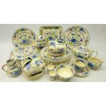 Masons Ironstone 'Regency' pattern tea set for nine persons, coffee pot, square sandwich plate,