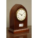 Edwardian inlaid mahogany mantle clock in lancet case, dial inscribed Jas.