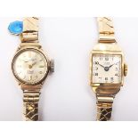 Avia gold wristwatch and an Everite gold wristwatch both hallmarked 9ct on gold-plated expandable