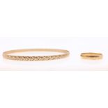 Gold bangle and gold wedding band both hallmarked 9ct approx 7.