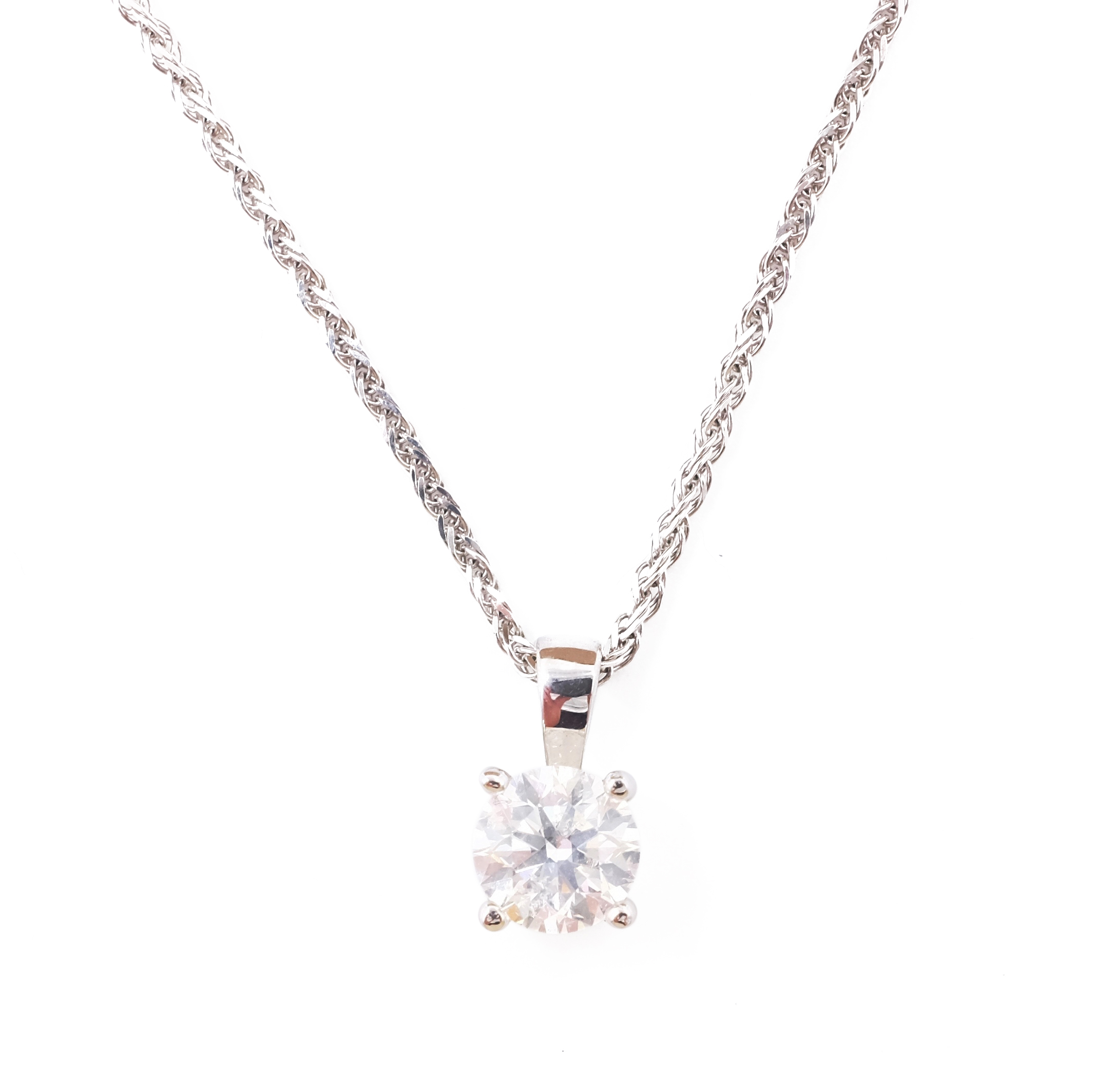 18ct white gold brilliant cut diamond pendant necklace stamped 750 diamond 1.