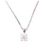 18ct white gold brilliant cut diamond pendant necklace stamped 750 diamond 1.