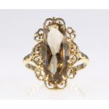 Smoky quartz gold ring hallmarked 9ct Condition Report <a href='//www.