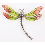 Silver plique-a-jour dragonfly brooch stamped 925 Condition Report <a