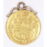 George IV 1825 shield back gold sovereign on pendant mount approx 8.