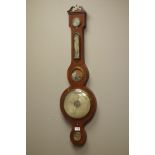 19th century osewood wheel barometer with thermometer,