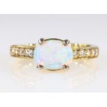 Oval opal gold dress ring hallmarked 9ct Condition Report <a href='//www.