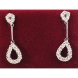 Pair of 18ct white gold diamond pendant ear-rings hallmarked Condition Report