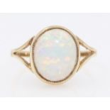 Gold rim set opal ring hallmarked 9ct Condition Report size R 2gm<a