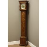 Early 20th century oak cased Grandmother clock with barleytwist column hood door,