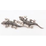 Silver and marcasite double lizard brooch/pendant stamped 925 Condition Report