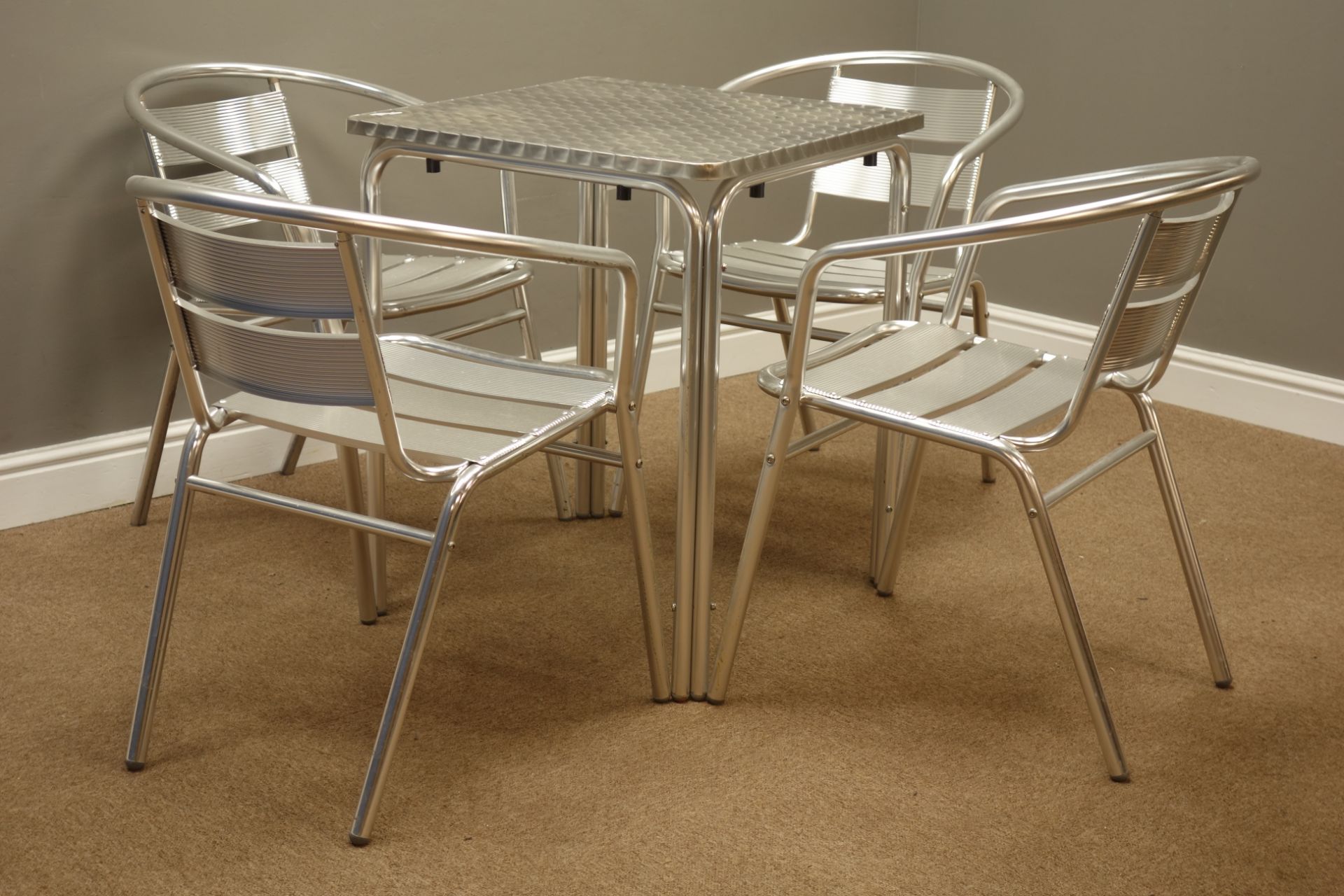 Aluminium metal bistro table (60cm x 60cm, H72cm),