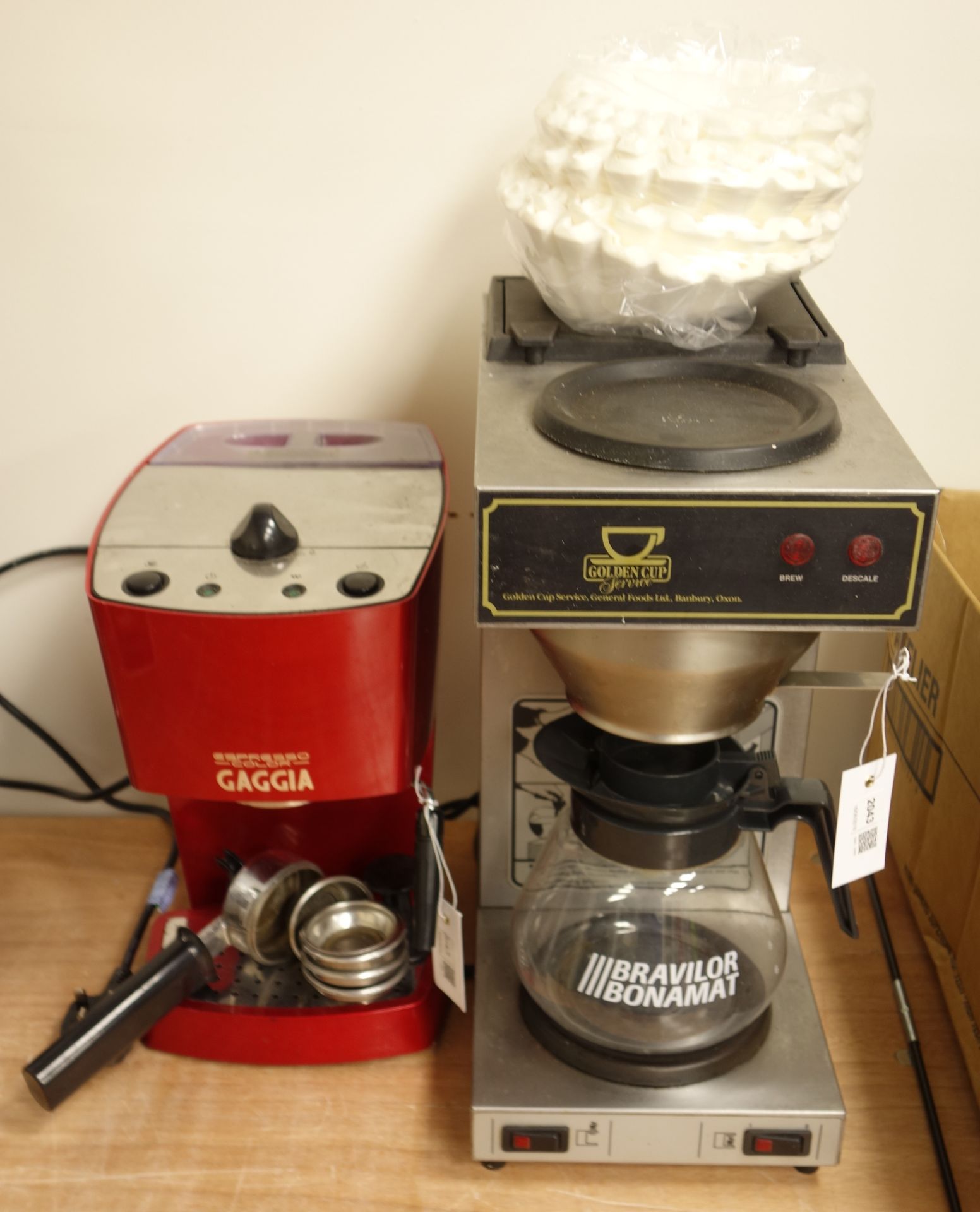 Bravilor Bonamat 'Golden Cup Service' filter coffee machine and Gaggia espresso coffee machine