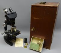 Cooke, Troughton & Simms Ltd. black japanned binocular Microscope, 1.5X Div-002MM, No.