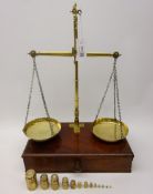 Set of late 19th century brass Chemists balance Scales, beam stamped Gatchell & Sons,