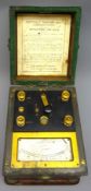 Evershed's Ohmmeter No.7066 with silvered dial in mahogany case with leather handle. H16.