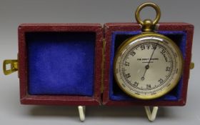 Late 19th century lacquered brass Balloon/Mountain pocket Compensated Barometer,