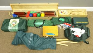 Garden games -'Traditional Garden Games' croquet set in wooden box, eight ball garden boule,