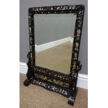 Late 19th century Chinese mother-of-pearl inlaid hardwood table top mirror,