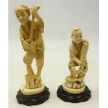 Two Meiji period Japanese ivory Okimonos, each carved as one piece,