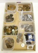Quantity of British coins including; George III pennies, 1990 five pound coin,