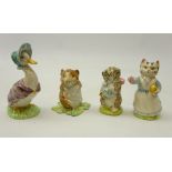 Four Beswick Beatrix Potter figures; 'Miss Moppet', 'Jemima Puddle duck',