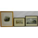 Three 19th century engravings hand coloured - 'A South West View of Scarborough at the Expense of